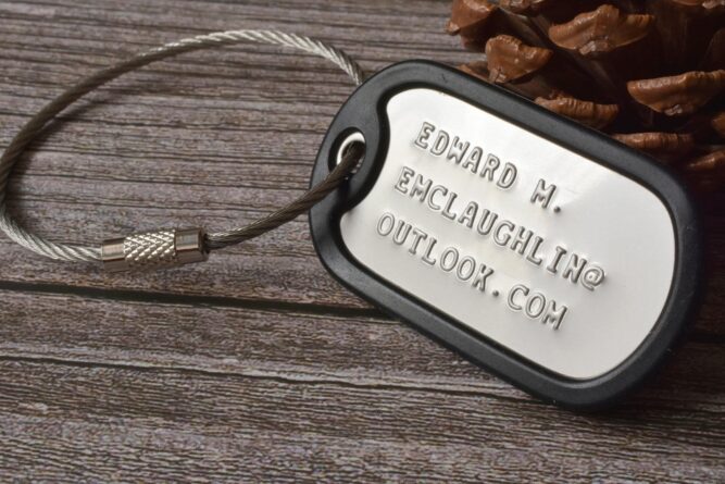 Personalized stamped luggage tags FM 239-5