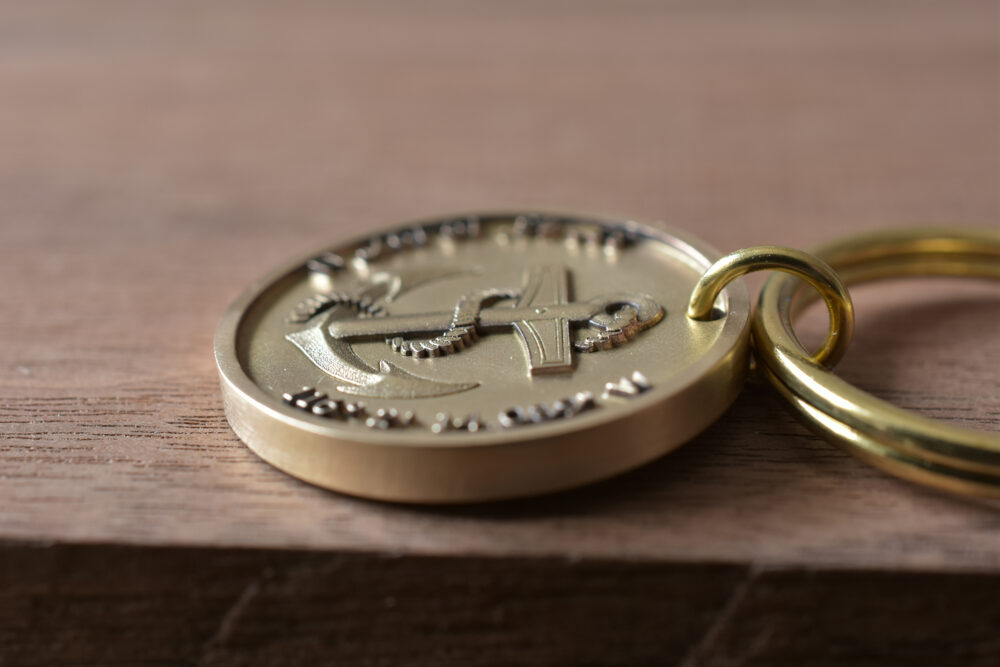 Personalized brass coordinate keychain-3