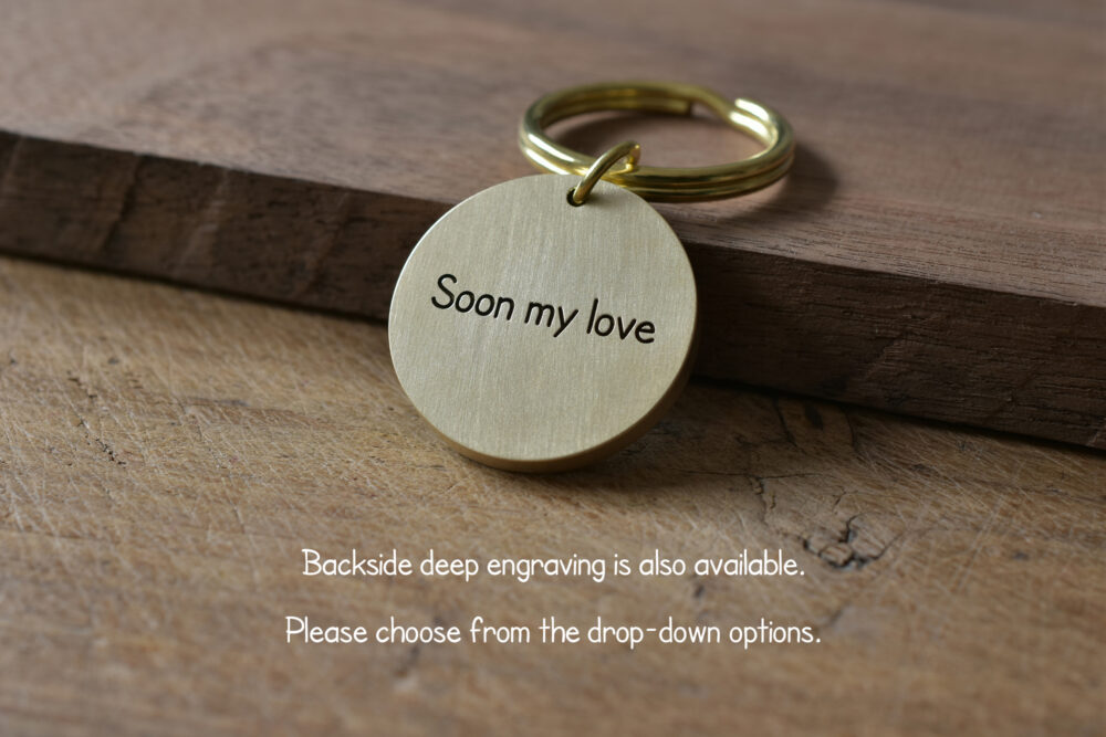 Personalized brass coordinate keychain-6-backside-engraving