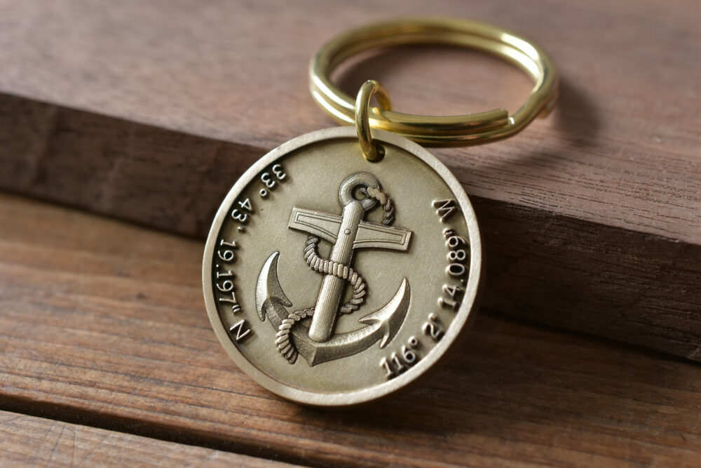 Personalized brass coordinate keychain-8