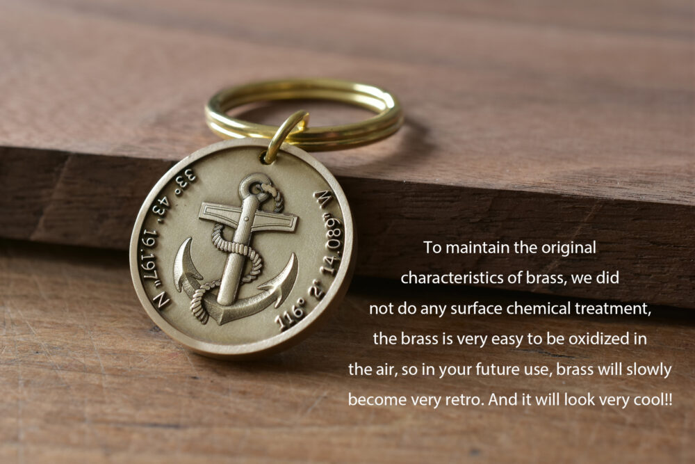 Personalized brass coordinate keychain-9-explanation